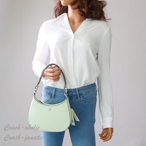 NWT Tory Burch Emerson Saffiano Leather Shoulder Bag in Meadow Mist - Picture 2 of 10